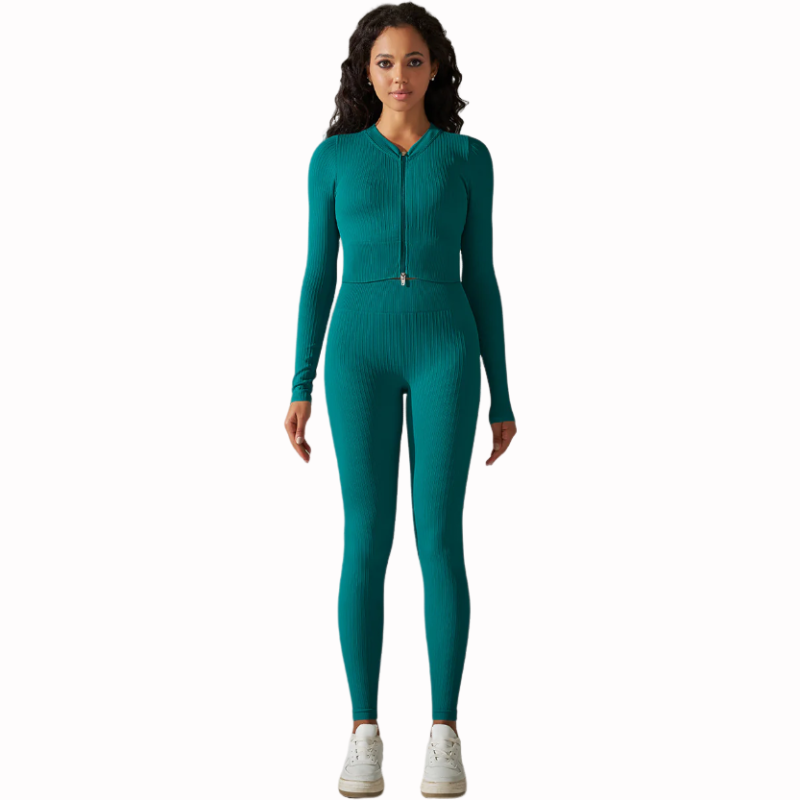 Seamless solid color thread zipper long sleeve yoga suit 10colors