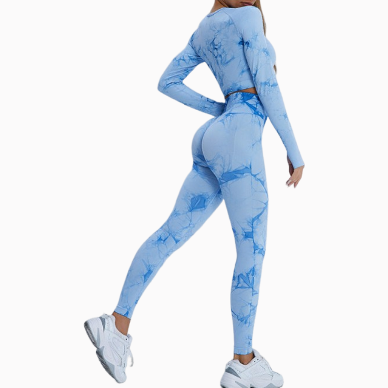 Tie dye sports long sleeve pants yoga dress 6 colors