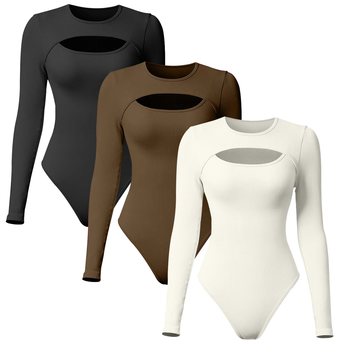 Open chest integrated yoga long sleeves 3 colors