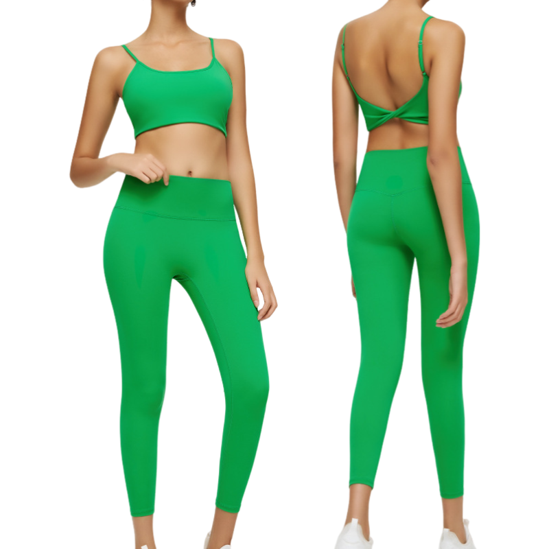 High-waisted yoga suit with shock-proof suspenders  4colors