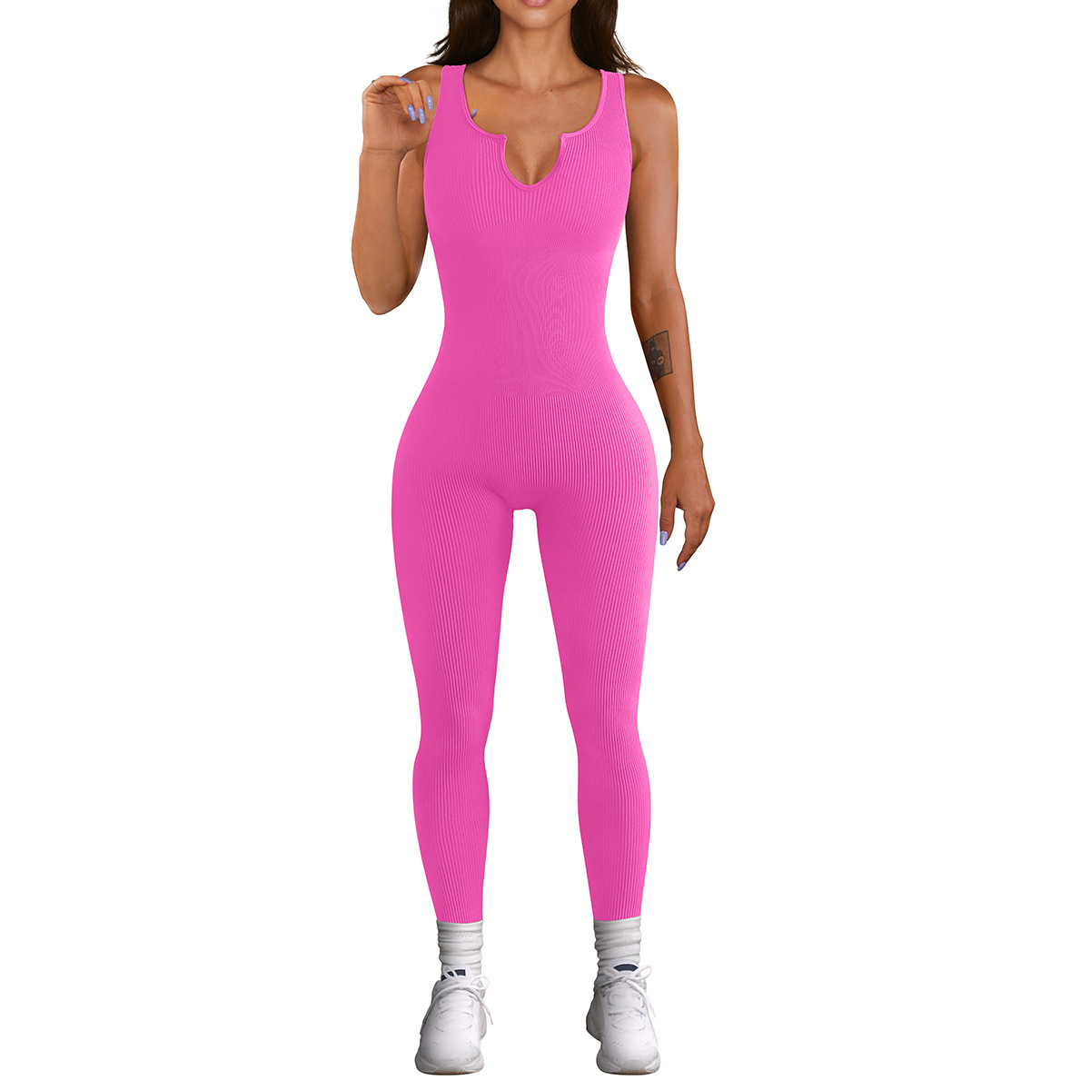 U-neck sleeveless belly lift yoga jumpsuit 5 colors