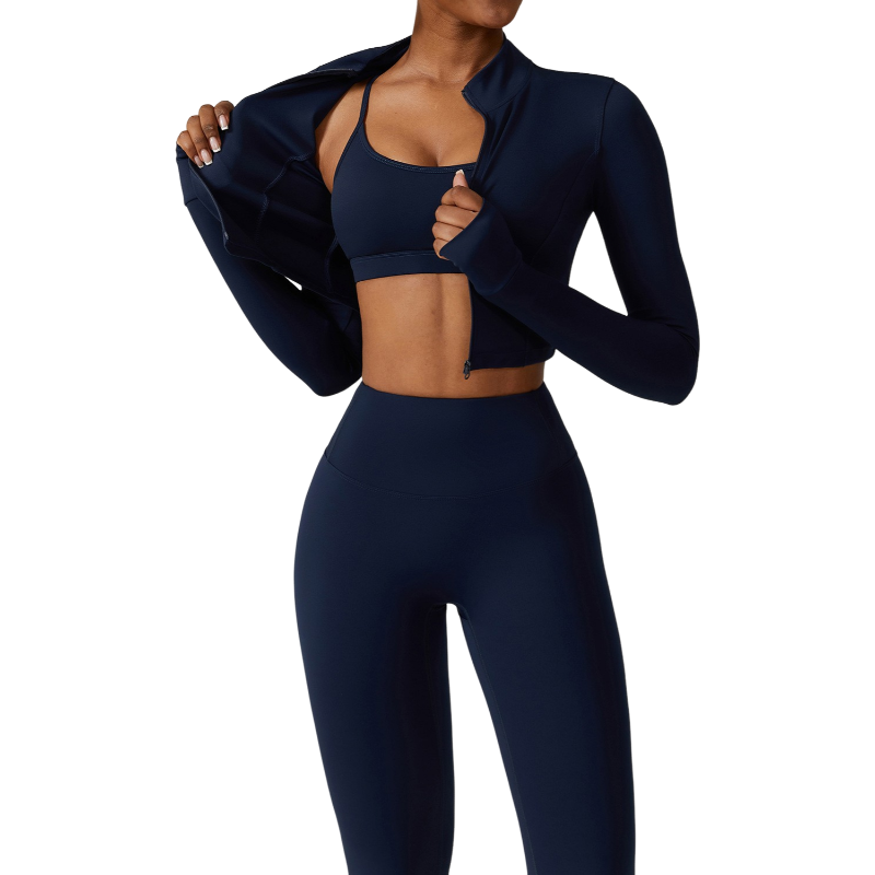 Three-piece nude quick-drying  fitness suit 5colors