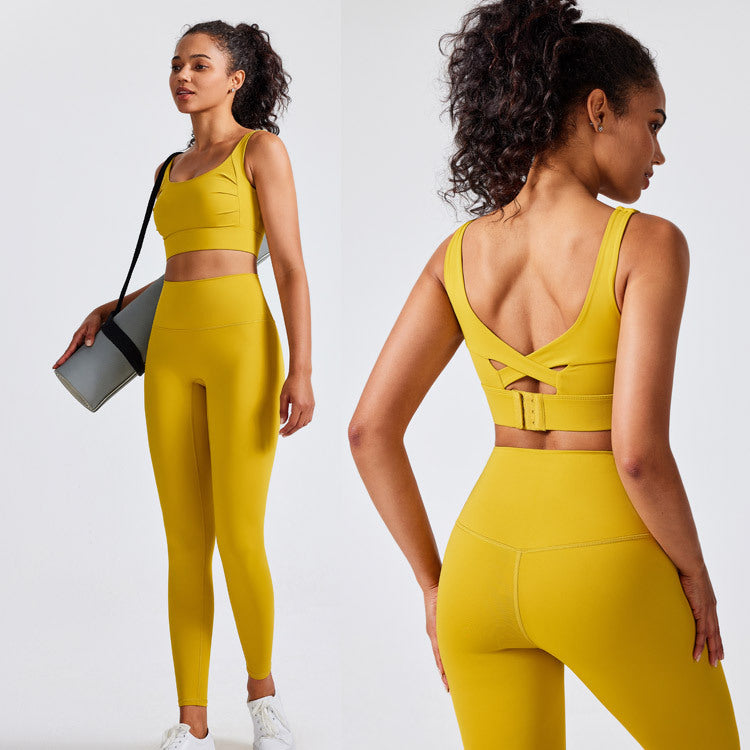 Back high waist nude fitness pantsuit 5colors