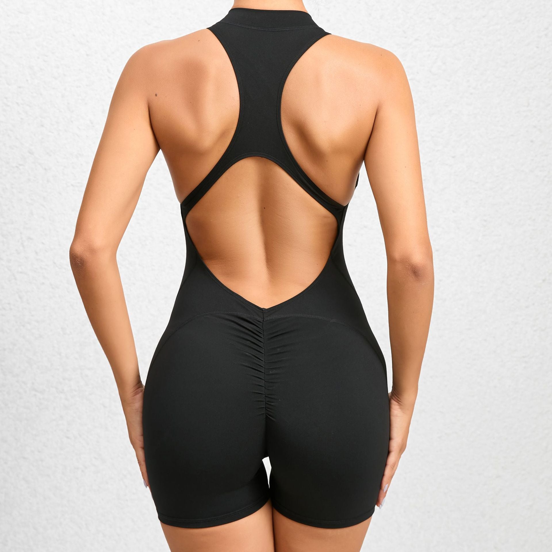 Quick dry Pleated fitness jumpsuit with zipper 11 colors