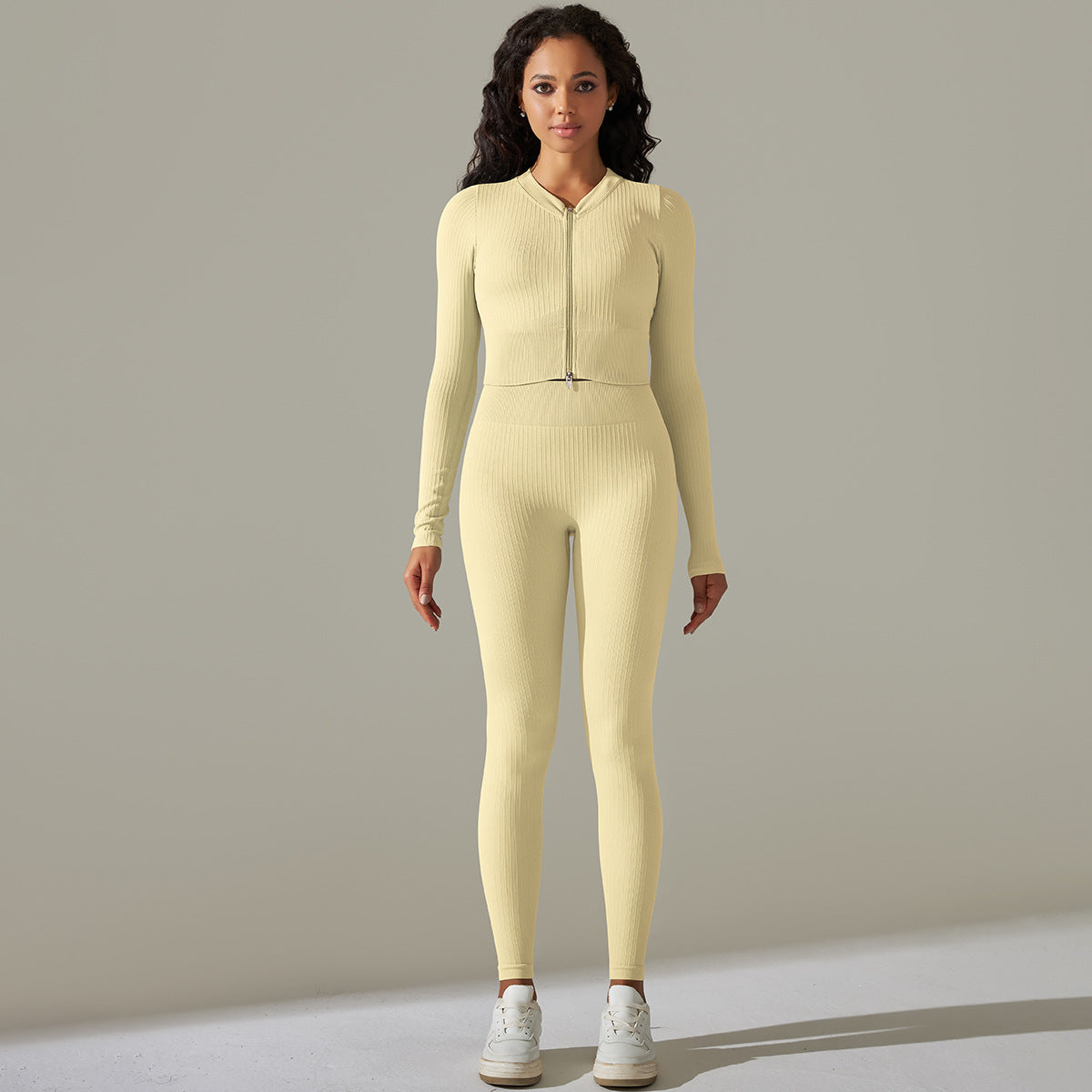 Seamless solid color thread zipper long sleeve yoga suit 10colors