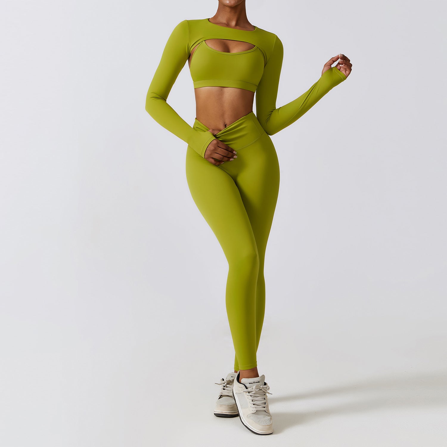 Three-piece nude quick-drying sports fitness suit 5colors