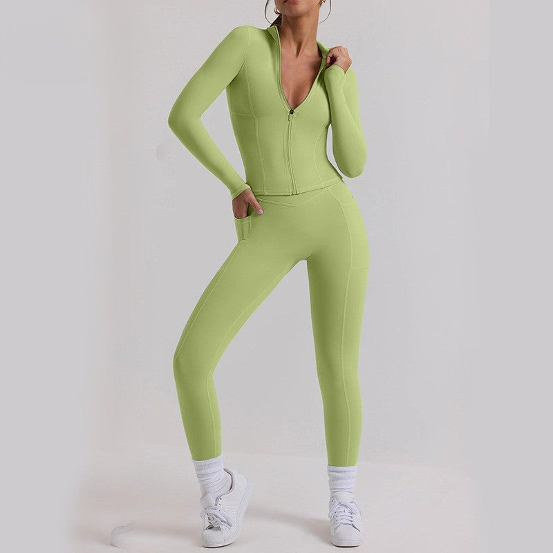 Yoga pantsuit with long sleeves and pockets 5 colors