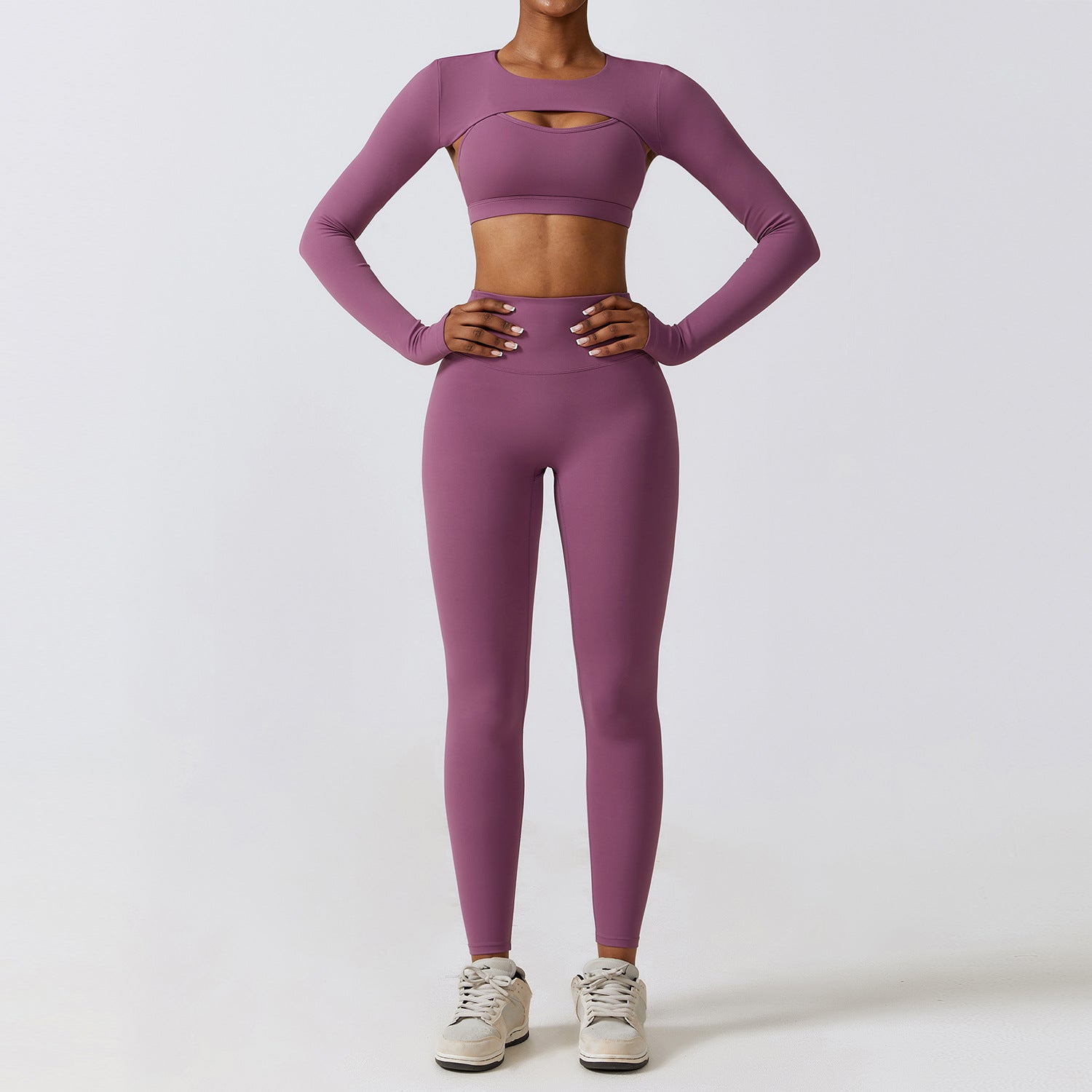 Three-piece nude quick-drying sports fitness suit 5colors