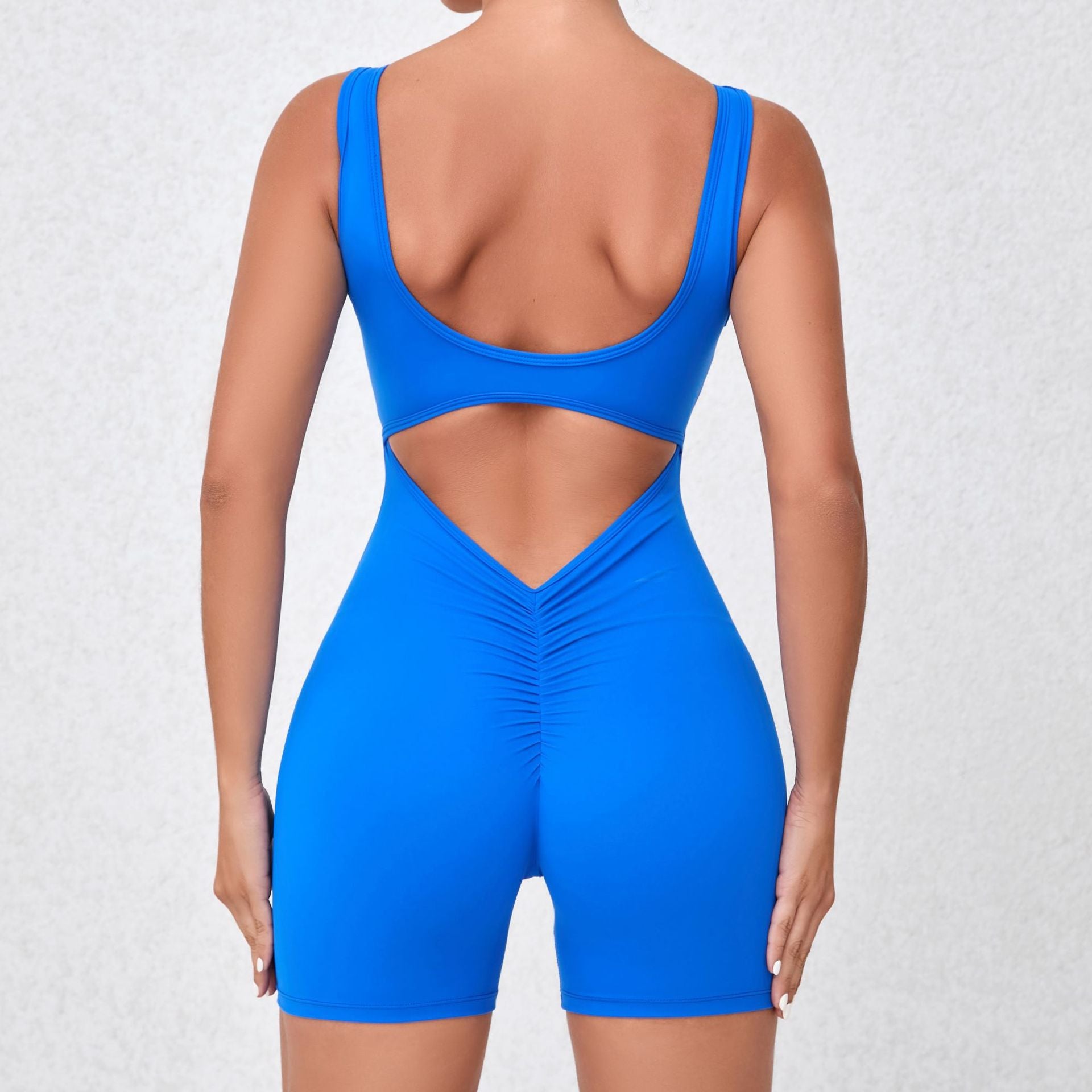 Quick-drying nude workout jumpsuit all-in-one V-shape back yoga suit 8colors