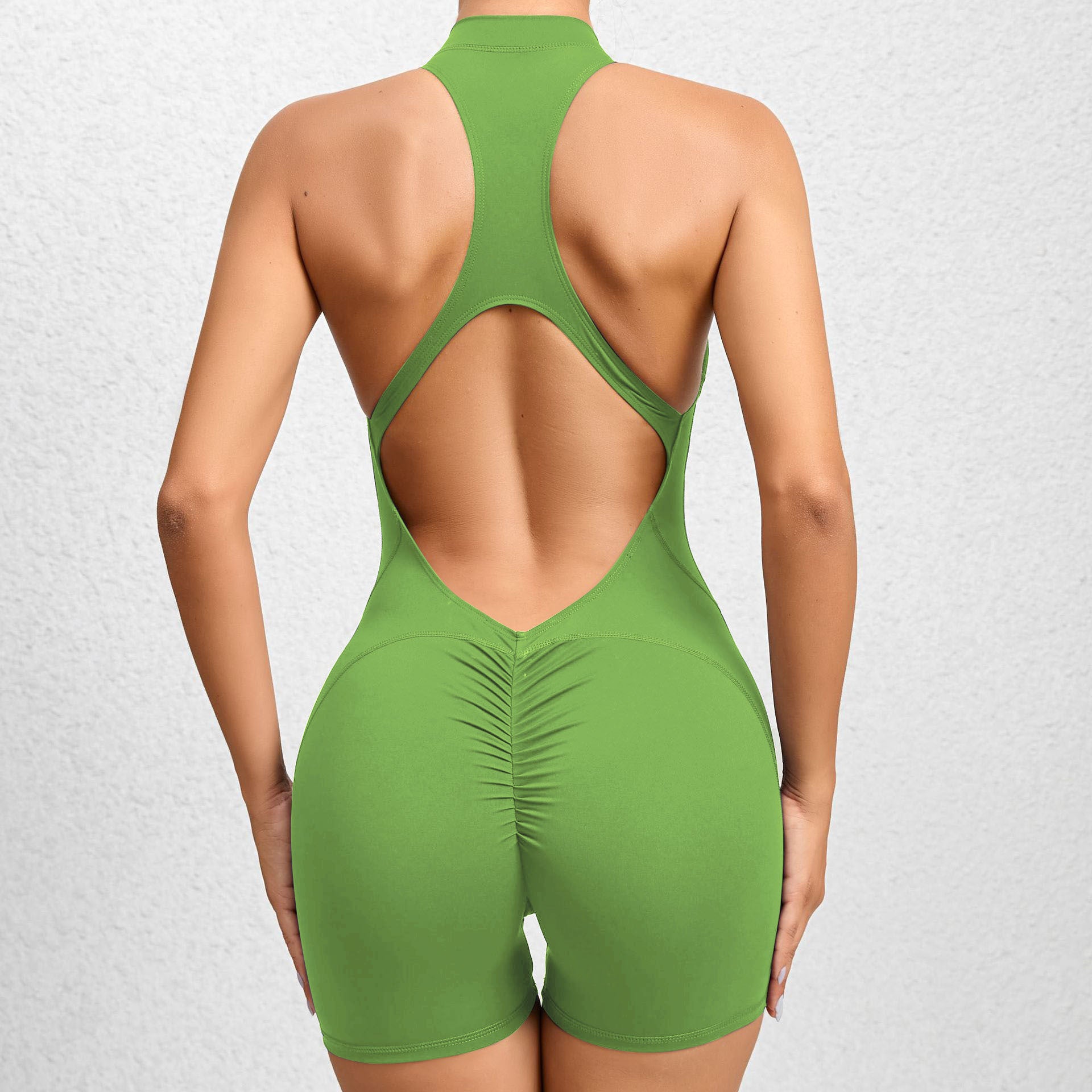 Quick dry Pleated fitness jumpsuit with zipper 11 colors