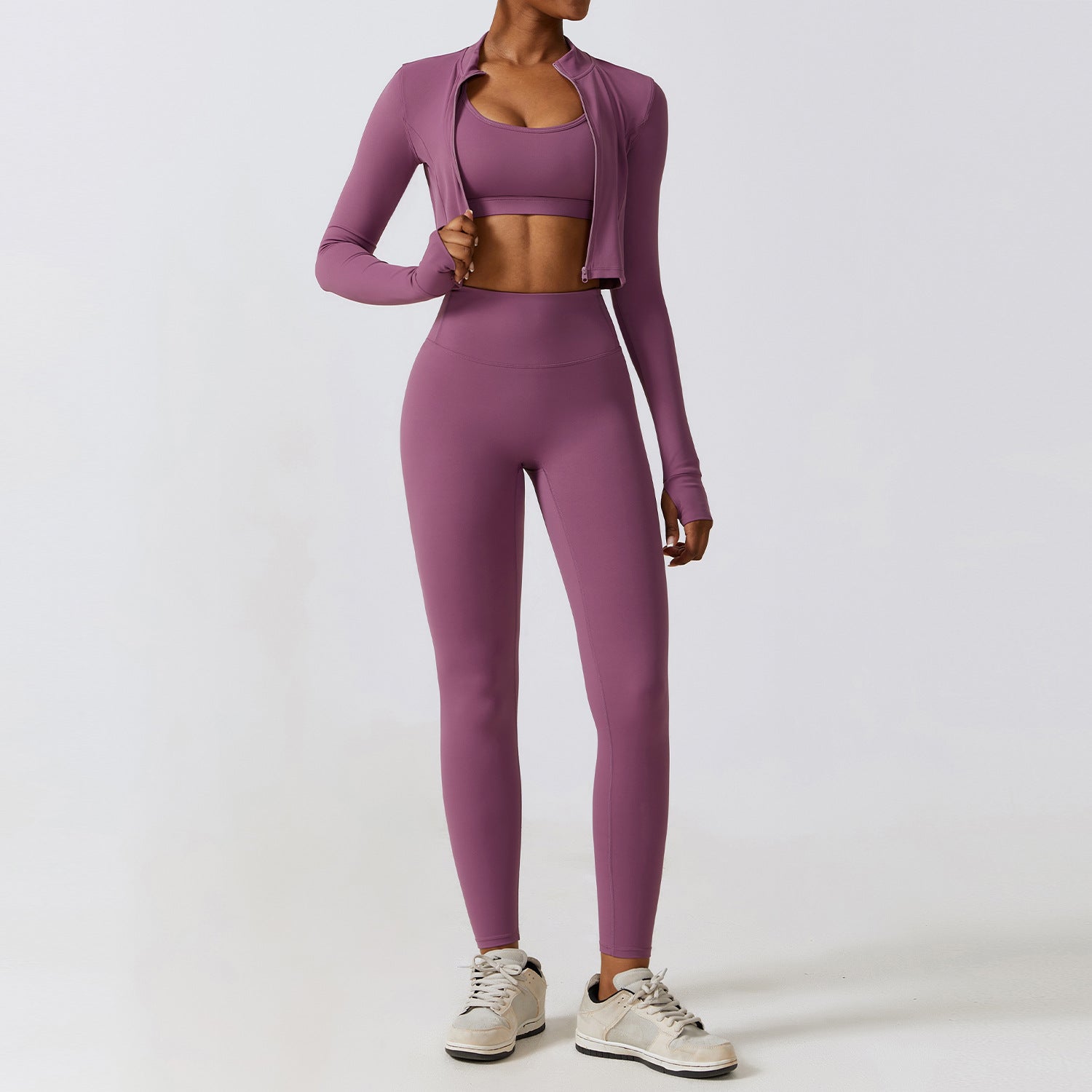 Three-piece nude quick-drying  fitness suit 5colors