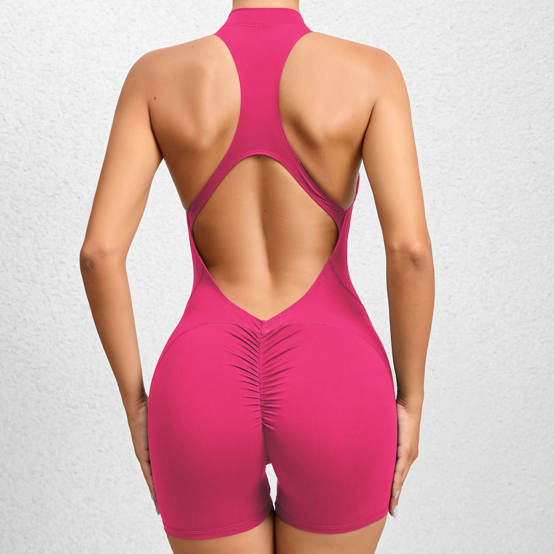 Quick dry Pleated fitness jumpsuit with zipper 11 colors