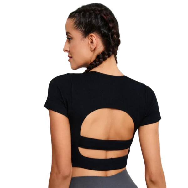 Hollow Beauty Back Yoga Short-sleeved Top Fitness